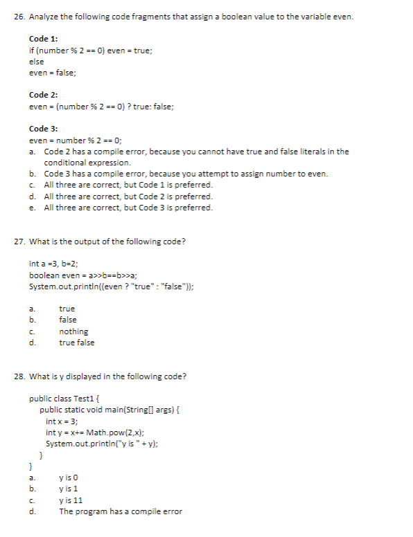 3.14159 ); b. if (radius >=0 ) System.out.println(radius * radius 3.14159 );