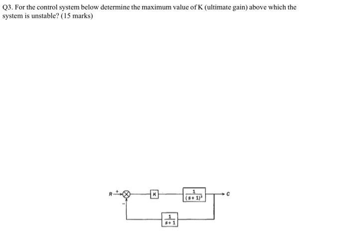  Q3. For the control system below determine the maximum value of