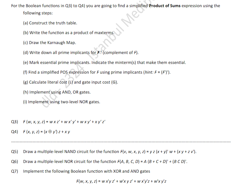 truth table. (b) Write the function as a sum of minterms. (c)