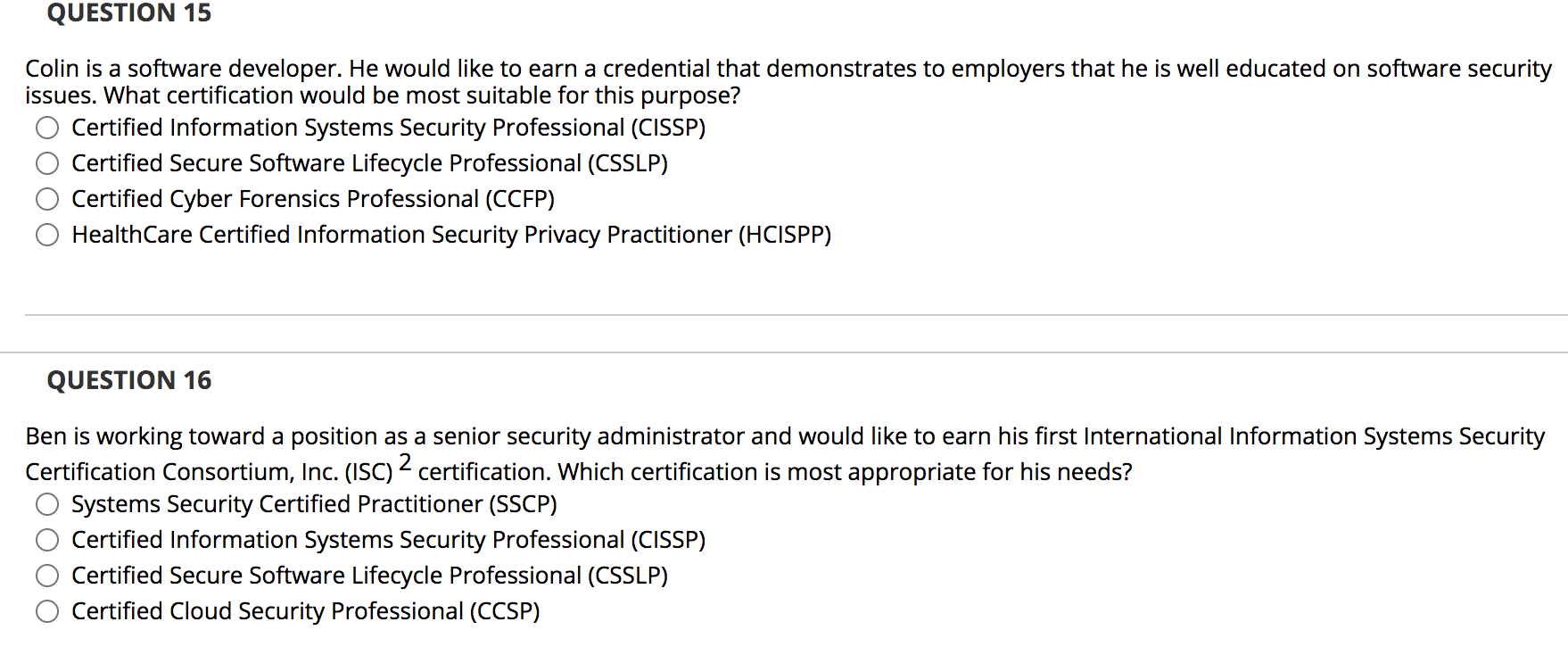 professional possesses is his or her level of certification. True False QUESTION