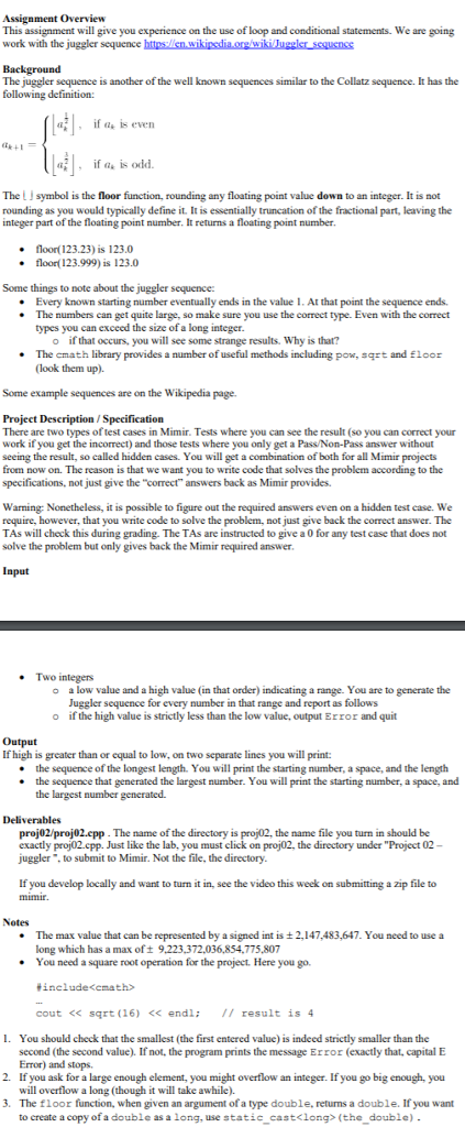 Assignment Overview This assignment will give you experience on the use