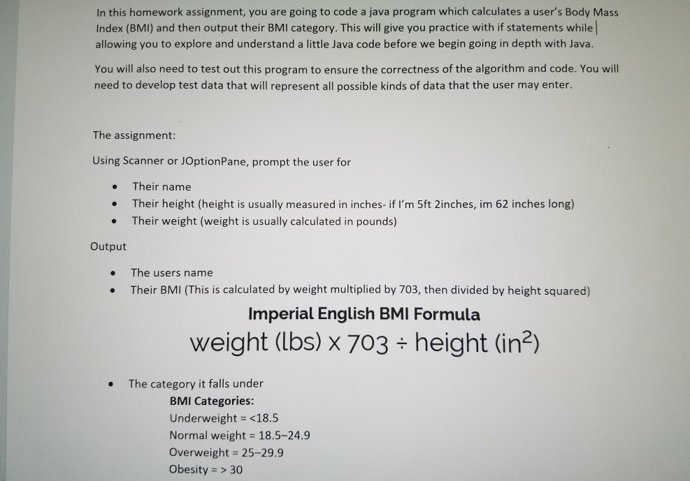  In this homework assignment, you are going to code a java