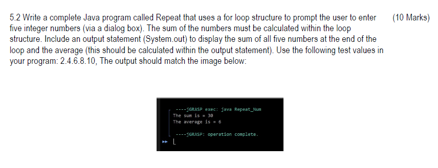  5.2 Write a complete Java program called Repeat that uses a