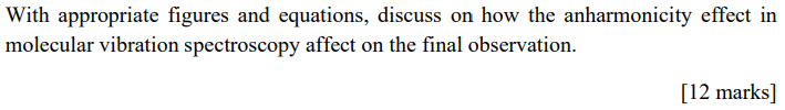  With appropriate figures and equations, discuss on how the anharmonicity effect
