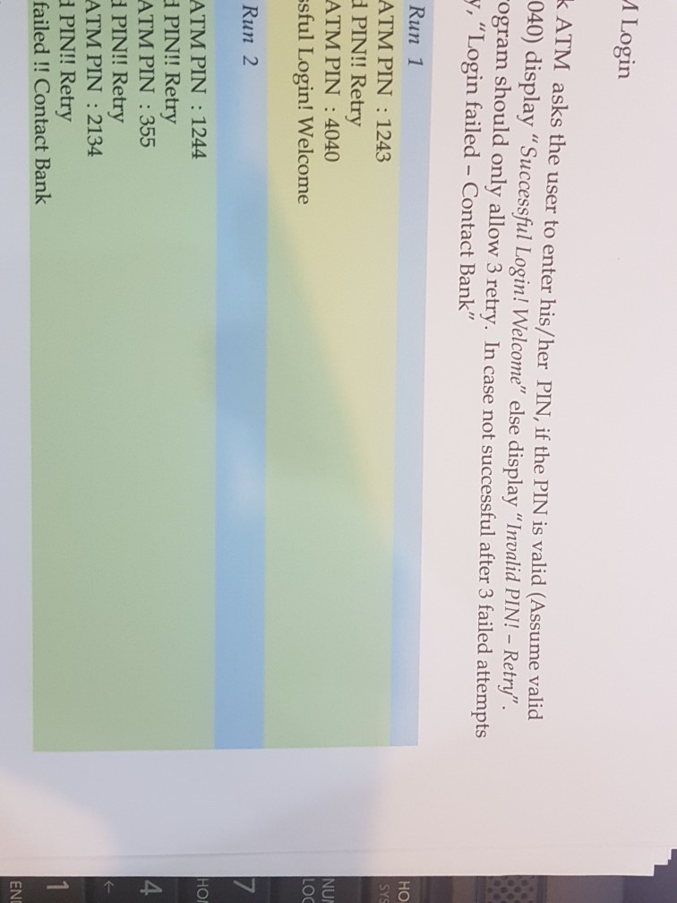  how to write the code in python lang. Login k ATM