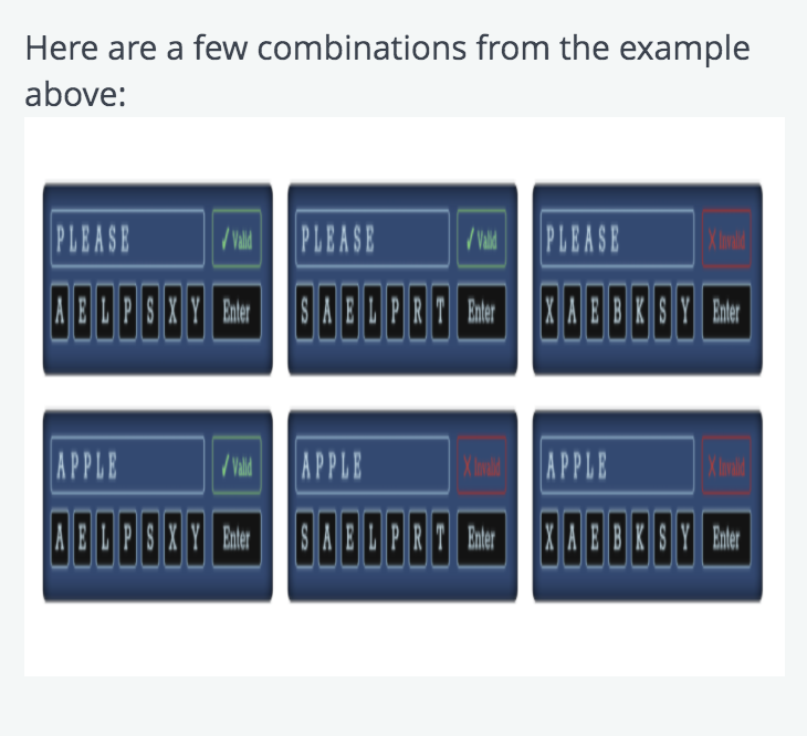 looks like this: Enter a word AELPSXY Enter The instructions state that