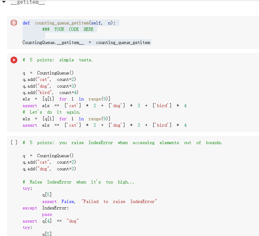 self. queue [] def _(self): a us to print the repr "Defining