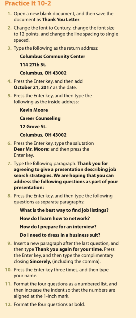  Practice It 10-2 1. Open a new blank document, and then