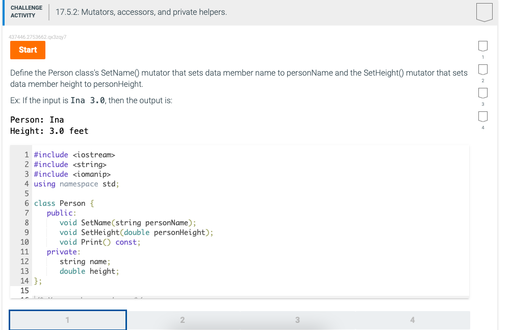 Define the Person class's SetName() mutator that sets data member name