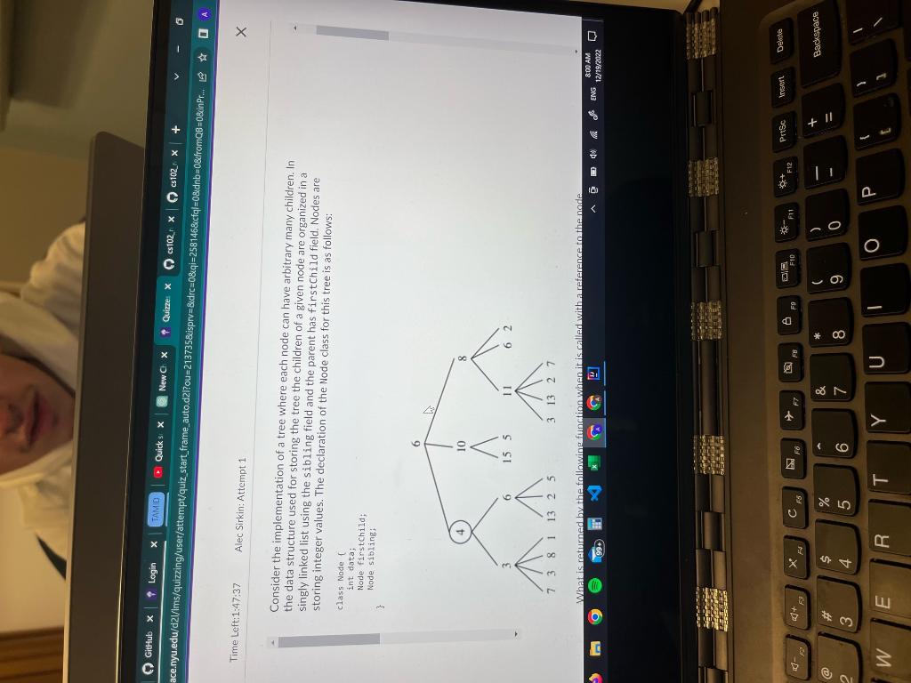 Consider the implementation of a tree where each node can have