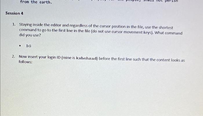 CONTENT, AND THE REQUESTED COMMAND AT THE BOTTOM Session 2 1. Issue