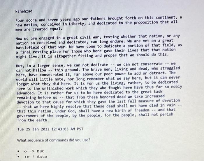 the following content into the Lincolni file: Four score and seven years