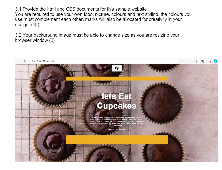  3.1 Provide the html and CSS documents for this sample website