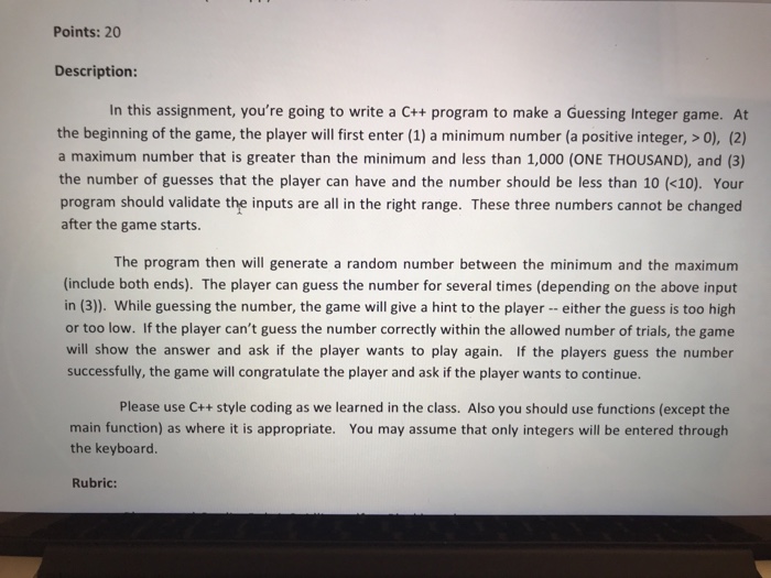  Points: 20 Description: In this assignment, you're going to write a