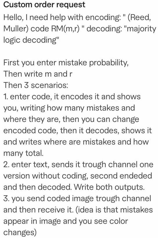 First you enter mistake probability(between0-1 egzample: 0.1, must work with precision