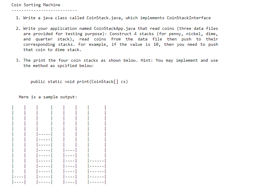 Must use this code: public class Coin{ int value; Coin next; public