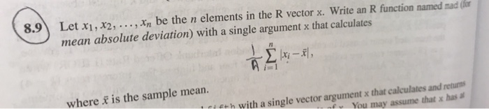  8.9 Let X1, X2, ..., X, be the n elements in