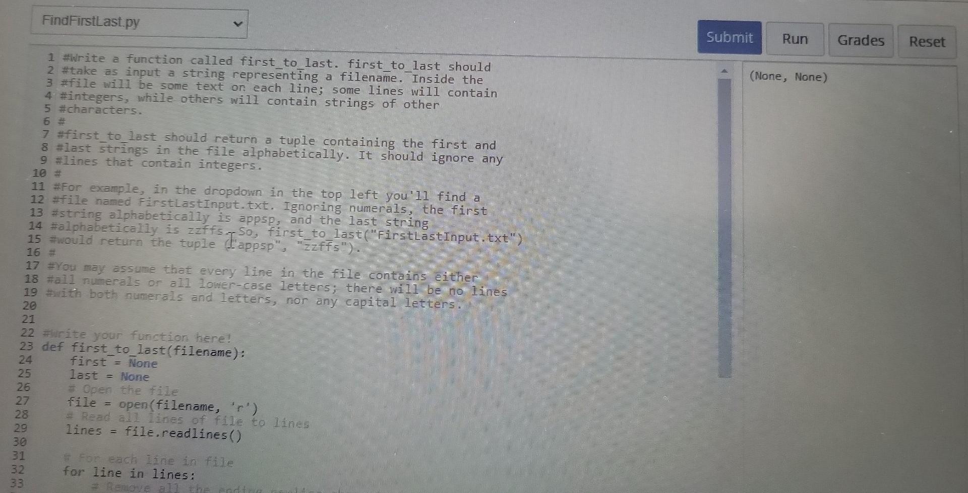 how do u solve this problem? 1 Hrite a function called first_to