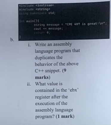 a.\ i. Write an assembly language program that duplicates the behavior of