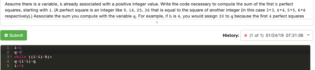  Assume there is a variable, h already associated with a positive