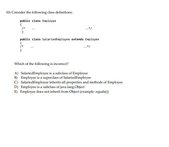JAVA. It is a review test. If I just know the answers,