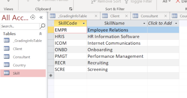 the common ConsultantID field. Enforce referential integrity on the relationship. With the