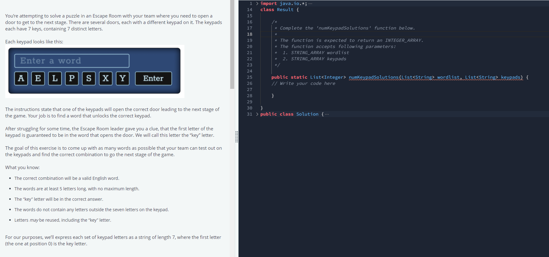  PLEASE SOLVE IN JAVA You're attempting to solve a puzzle in