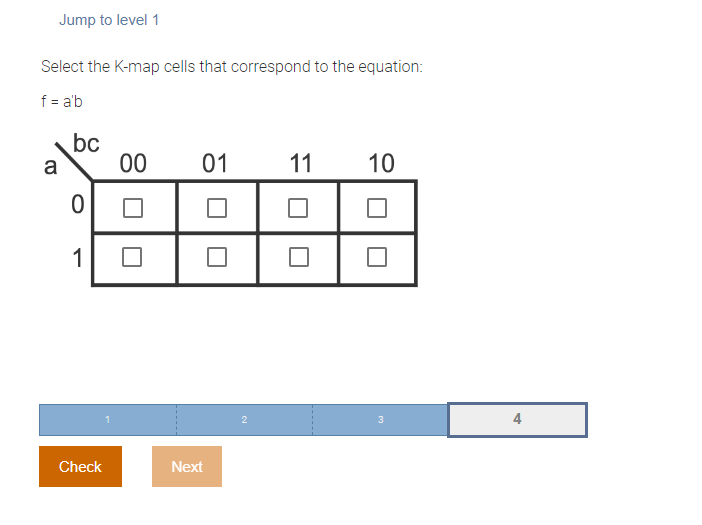 Please answer this question Select the K-map cells that correspond to the