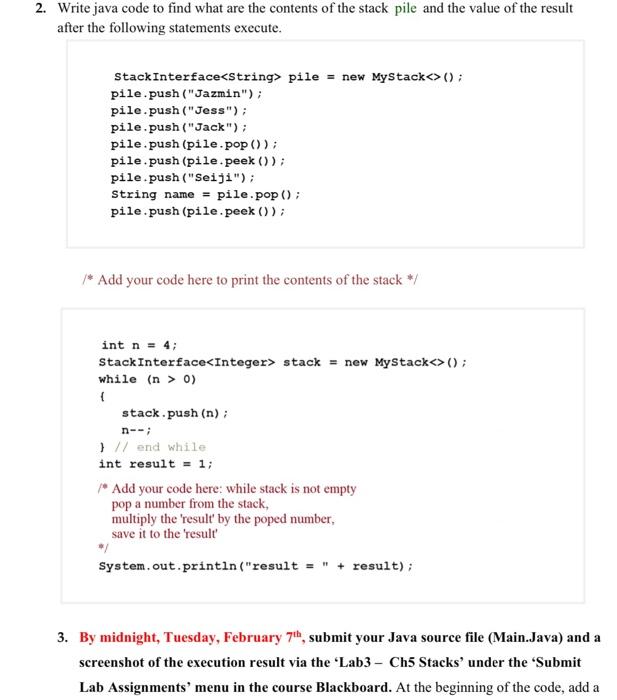 in Java code please Write java code to find what are the