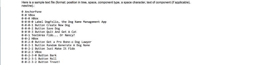 should contain the values Button, Label, TextArea, HBox, VBox, and AnchorPane. This