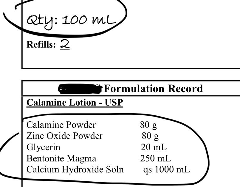 Please help convert the following formulation record to the right amounts to