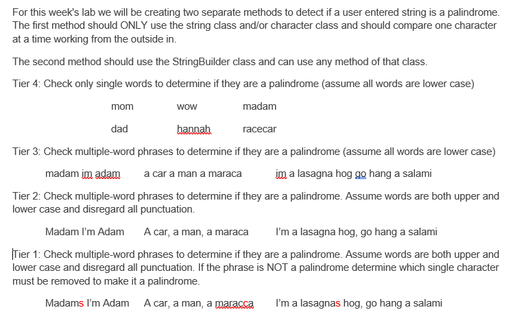  Java Programing For this week's lab we will be creating two