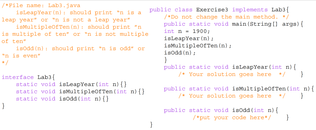 program, Java. In this exercise, you will implement an interface that we