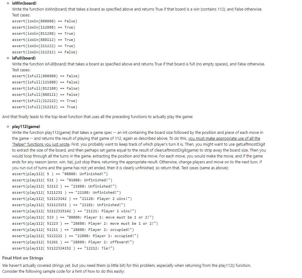 you understand all of the following: 1. How to play the game