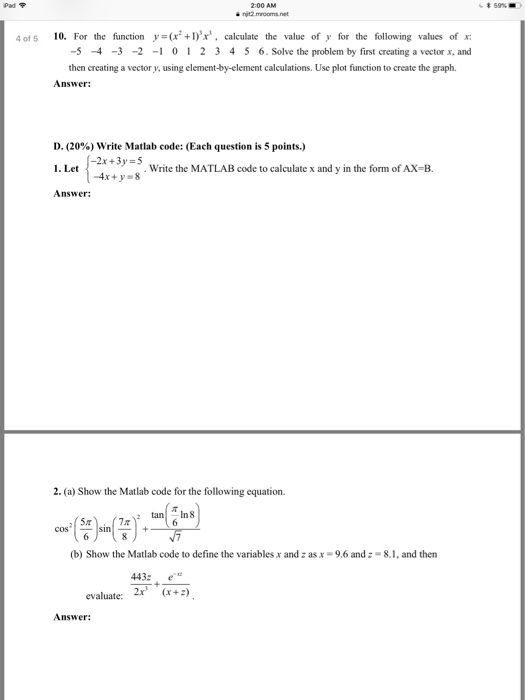  iPad 1 * 59%- 4 ofs 10. For the function y-(r+I)x