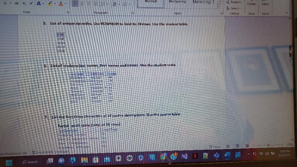 Can you help write the SQL queries, using Oracle database and SQL