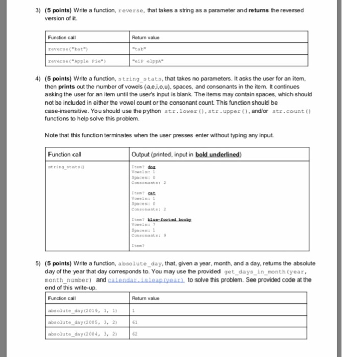  This is for python 3. Thanks in advance 3) (5 points)