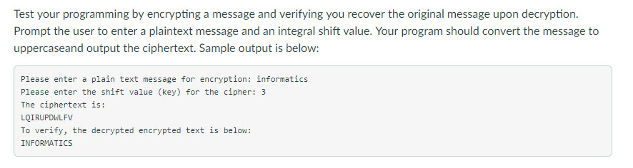 be useful for the project. We will implement the Caesar cipher (Links