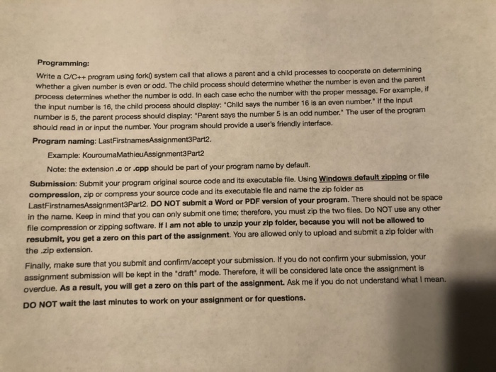  Programming: Write a C/C++ program using fork) system call that allows