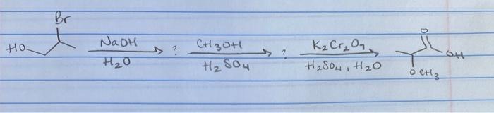 please write out the steps for the following reaction in the image