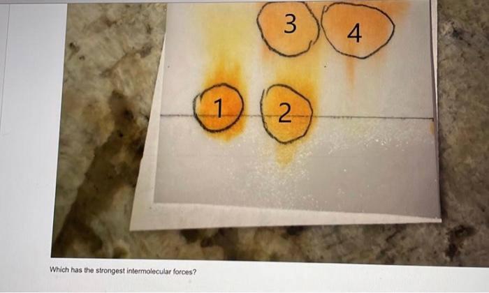  3 4 1 2 Which has the strongest intermolecular forces