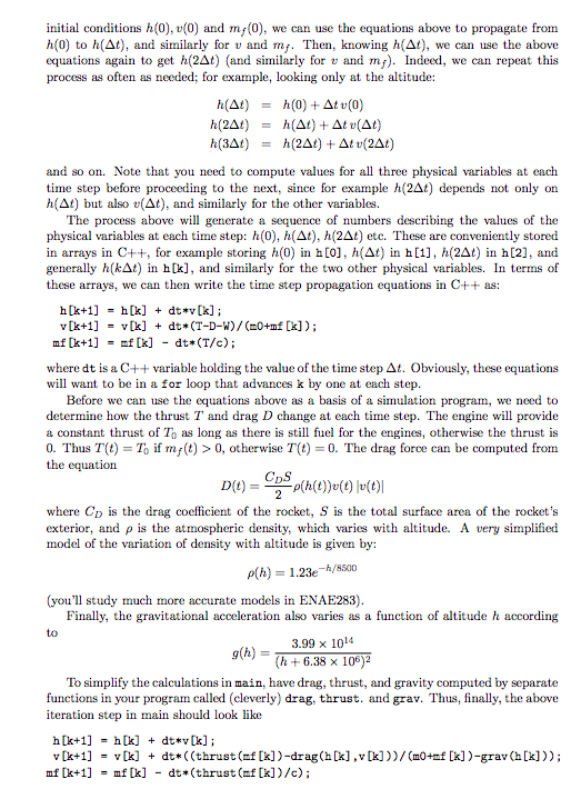 Let's fly a rocket! Simplified equations governing the flight of a rocket