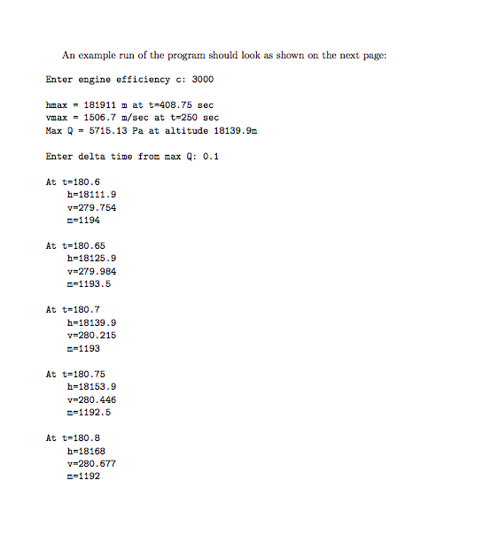 physical variables governing its motion: h(t) the altitude, v(t) the vertical velocity,