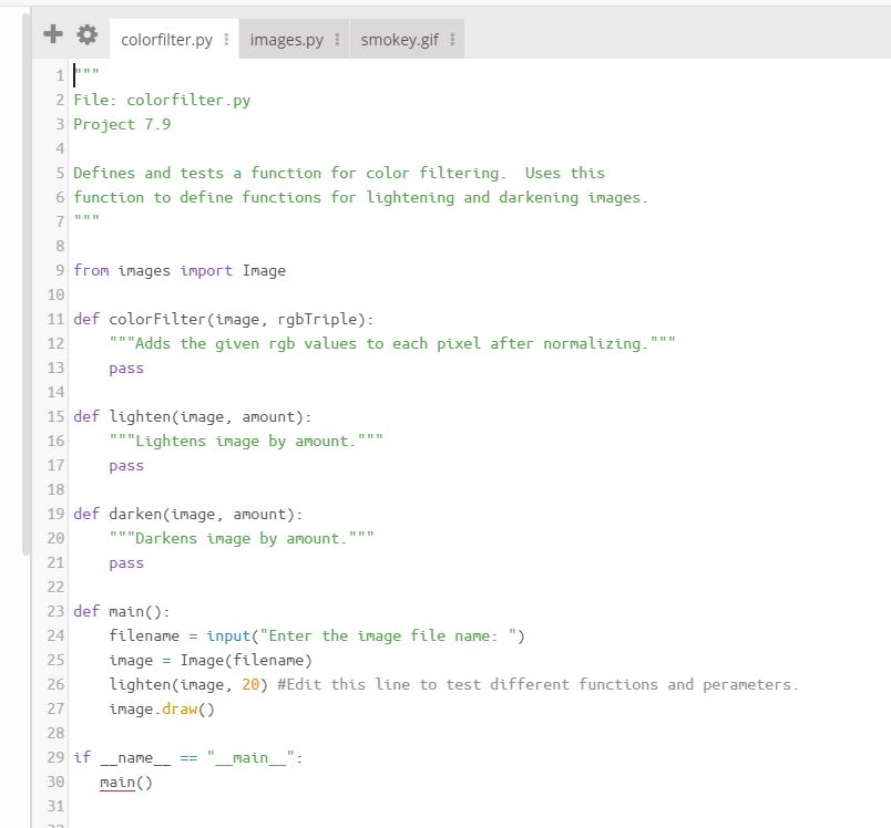 (the RGB values) as arguments. The following session shows how these functions