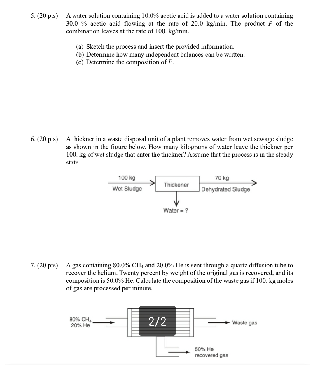  (20 pts) A water solution containing 10.0% acetic acid is added
