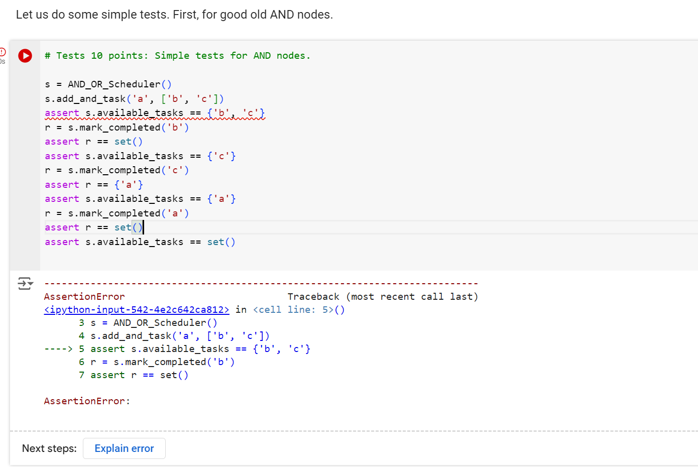  # Tests 10 points: Simple tests for AND nodes. s =