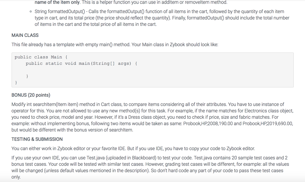 own code. You do not need to upload Test.java. TEM CLASS Your