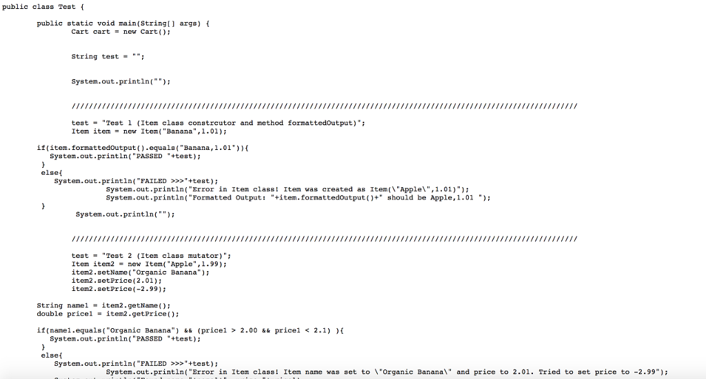 Item class should contain: Attributes (protected) o String name-name of the Itemm