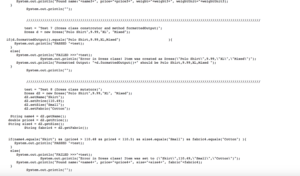 of Item String getName0-retrieves name double getPrice()-retrieves price comma separating the values,