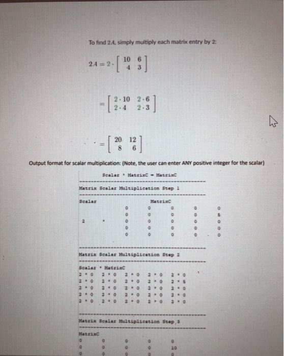 Matrix addition and subtraction code and modify it to utilize the following:
